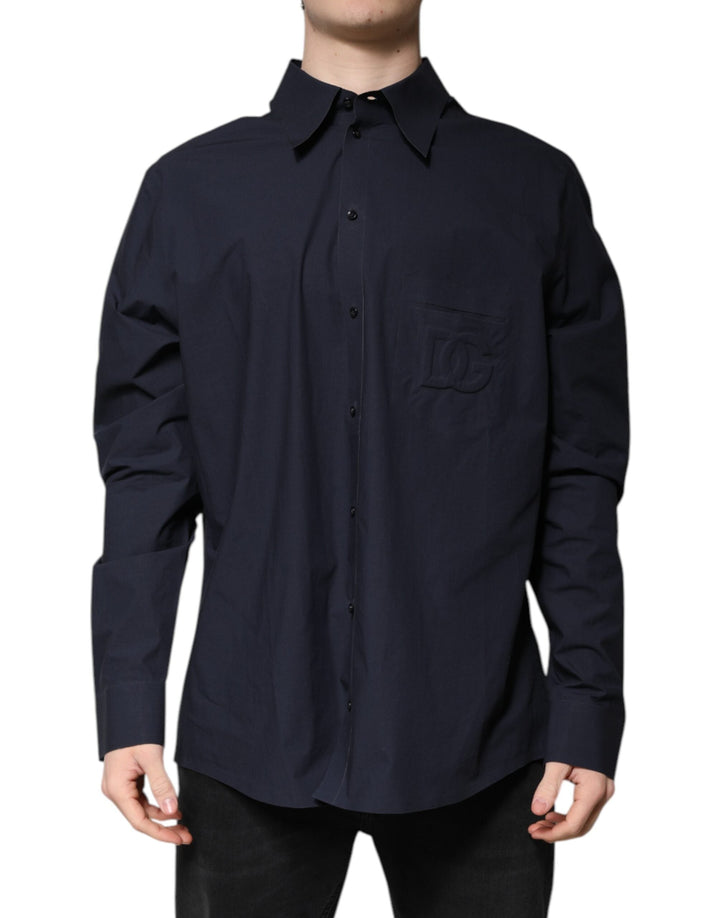 Dolce &amp; Gabbana Dark Blue Cotton Long Sleeve Shirt