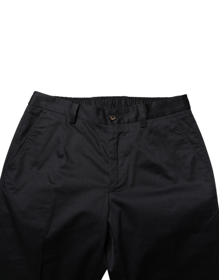 Men’s Dolce &amp; Gabbana Dark Blue Cotton Skinny Dress Trouser Pants