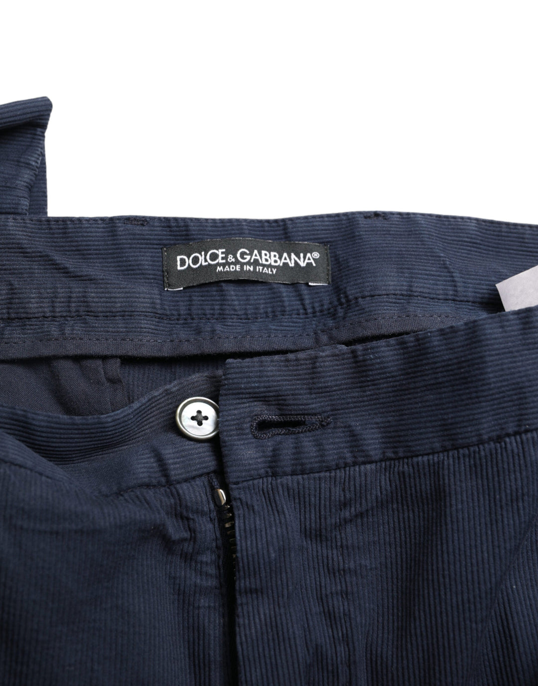 Men’s Dolce &amp; Gabbana Dark Blue Cotton Stretch Slim Fit Dress Pants