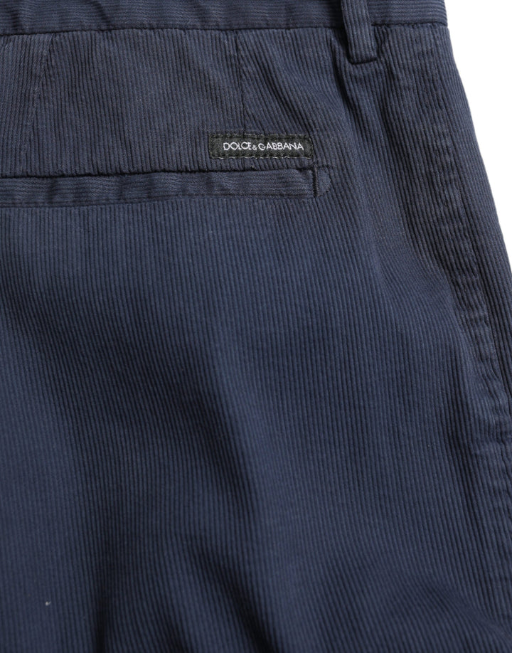 Men’s Dolce &amp; Gabbana Dark Blue Cotton Stretch Slim Fit Dress Pants