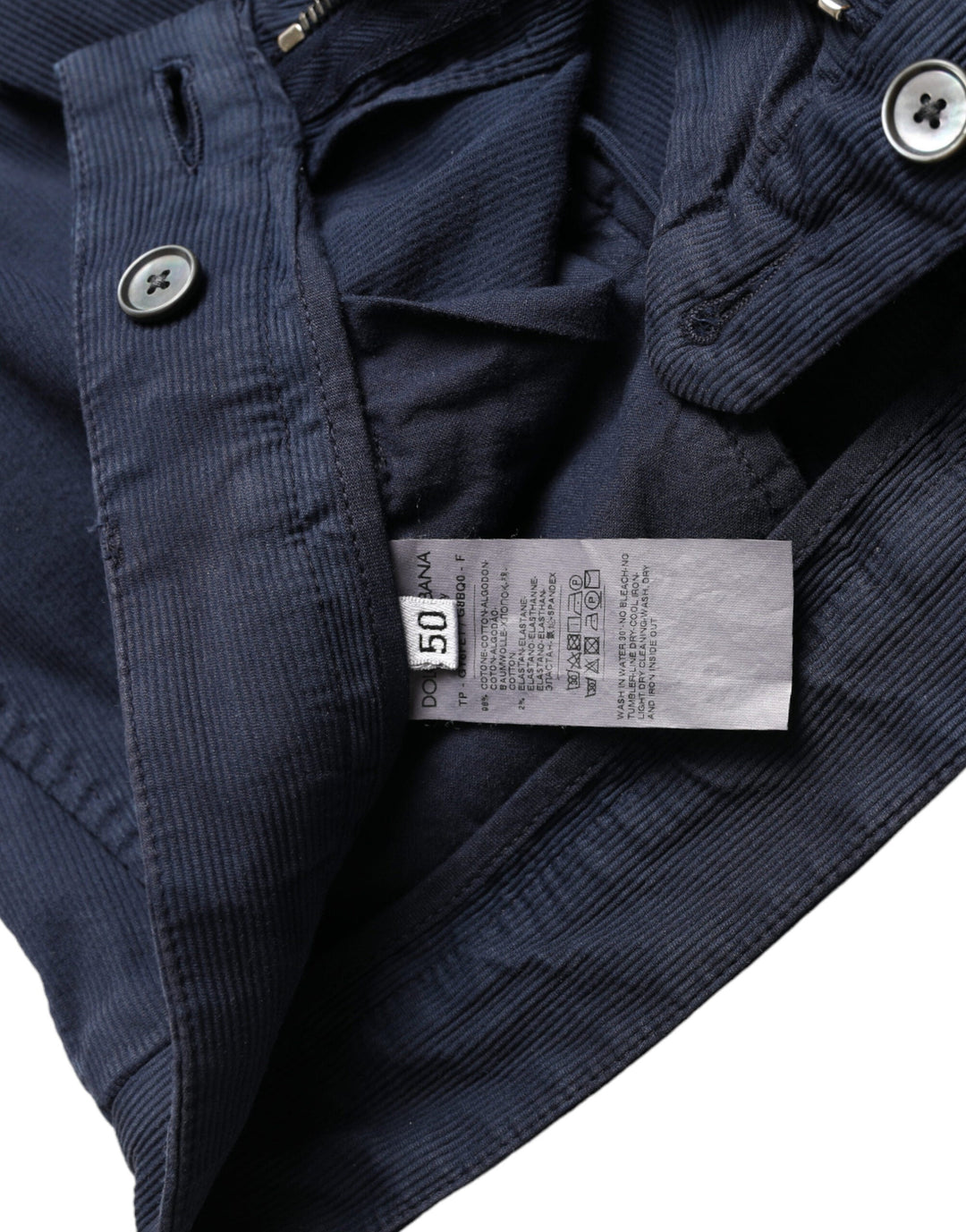 Men’s Dolce &amp; Gabbana Dark Blue Cotton Stretch Slim Fit Dress Pants