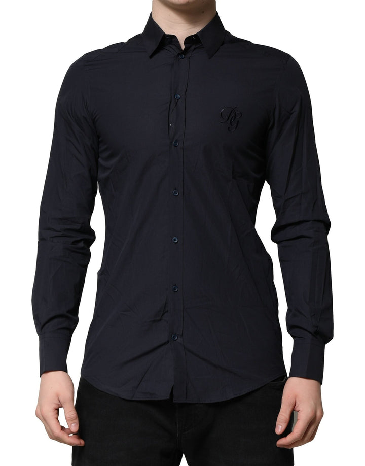 Men’s Dolce &amp; Gabbana Dark Blue Martini Cotton Dress Formal Shirt