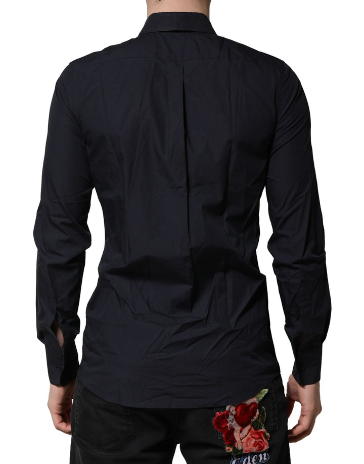 Men’s Dolce &amp; Gabbana Dark Blue Martini Cotton Dress Formal Shirt