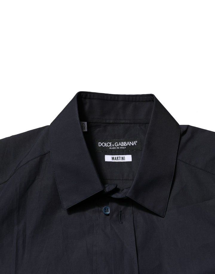 Men’s Dolce &amp; Gabbana Dark Blue Martini Cotton Dress Formal Shirt