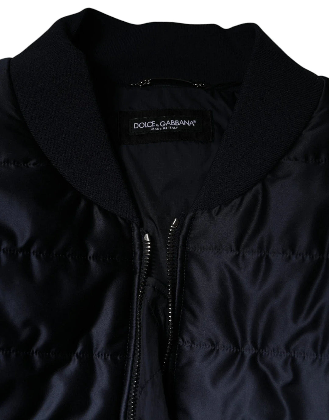 Men’s Dolce &amp; Gabbana Dark Blue Quilted Full Zip Bomber Jacket