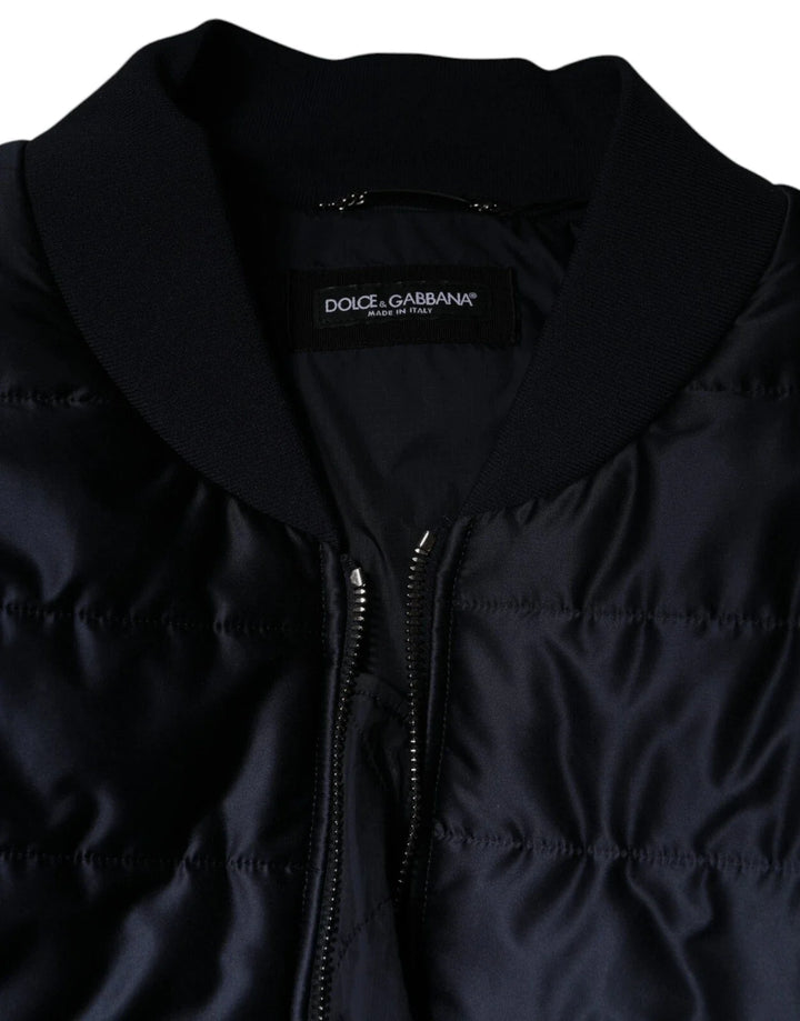 Men’s Dolce &amp; Gabbana Dark Blue Quilted Full Zip Bomber Jacket