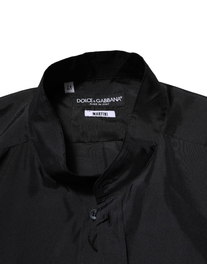 Dolce &amp; Gabbana Dark Blue Silk MARTINI Men Formal Dress Shirt