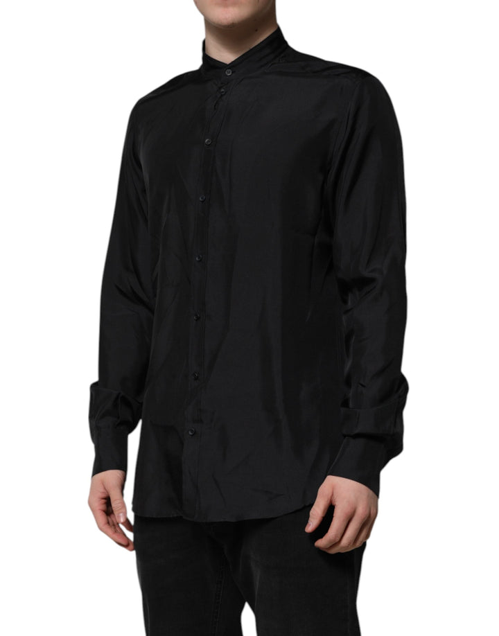 Dolce &amp; Gabbana Dark Blue Silk MARTINI Men Formal Dress Shirt