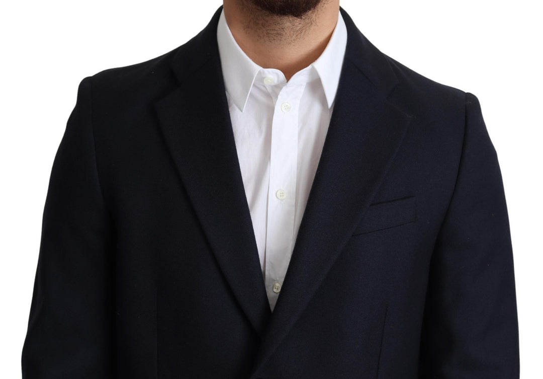 Men’s Dolce &amp; Gabbana Dark Blue Wool Single Breasted Coat Jacket