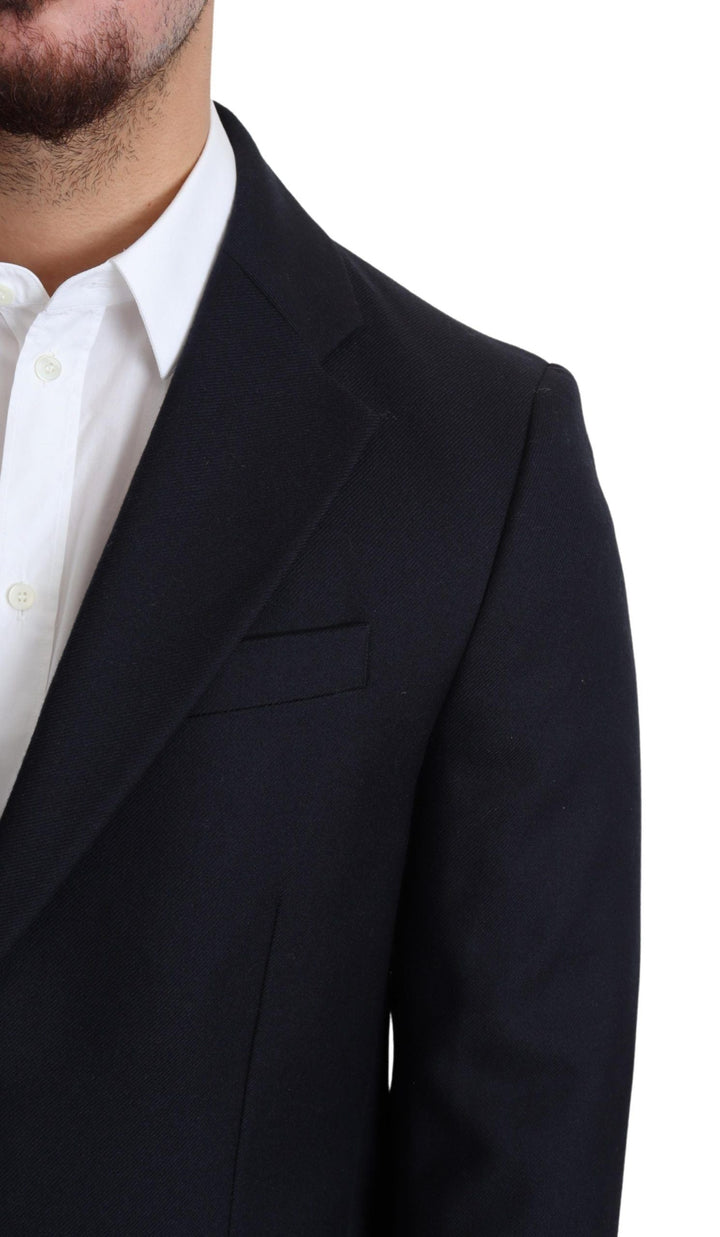 Men’s Dolce &amp; Gabbana Dark Blue Wool Single Breasted Coat Jacket