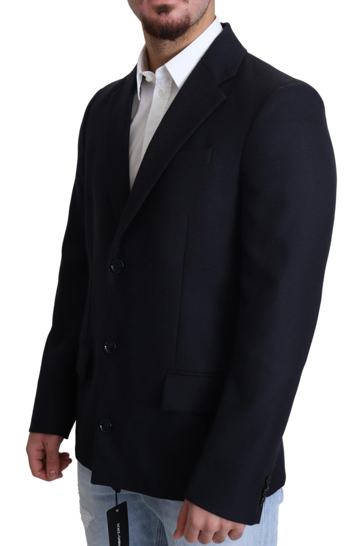 Men’s Dolce &amp; Gabbana Dark Blue Wool Single Breasted Coat Jacket