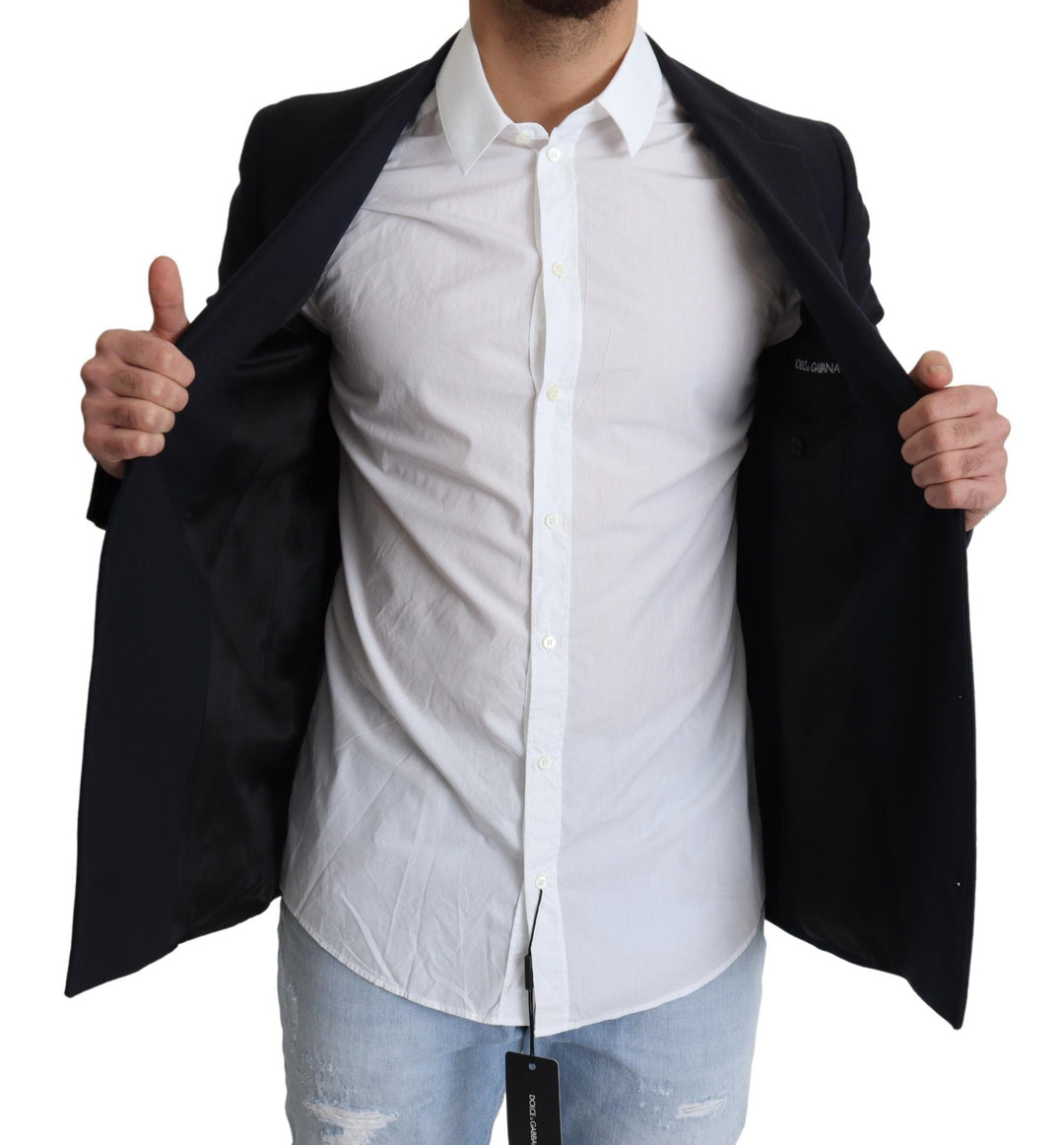 Men’s Dolce &amp; Gabbana Dark Blue Wool Single Breasted Coat Jacket