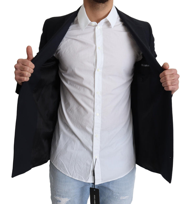 Men’s Dolce &amp; Gabbana Dark Blue Wool Single Breasted Coat Jacket