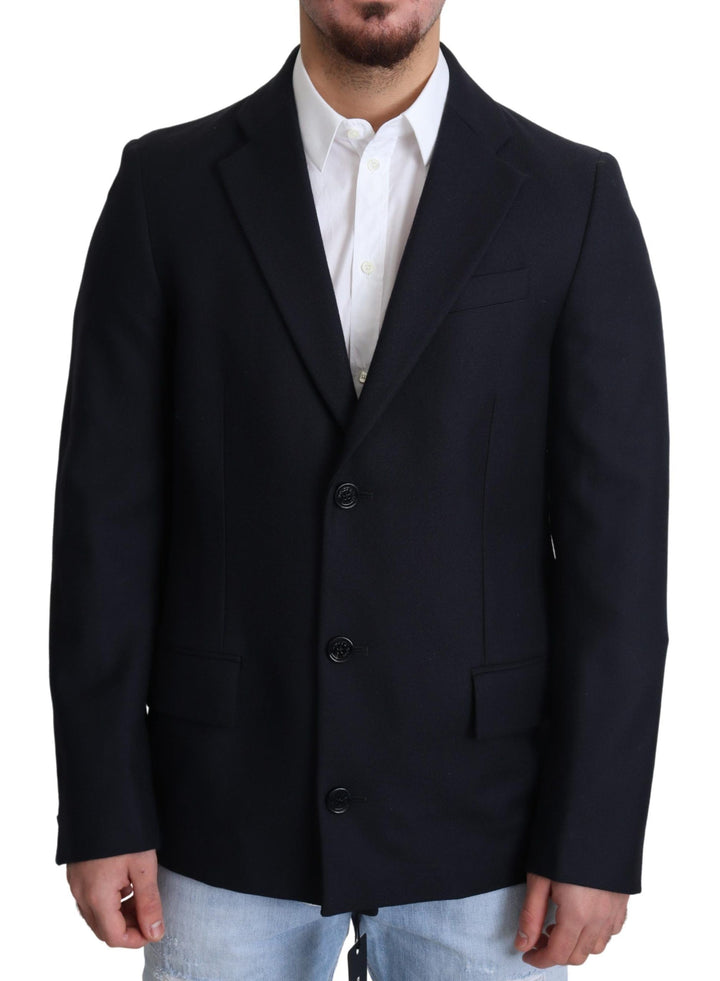 Men’s Dolce &amp; Gabbana Dark Blue Wool Single Breasted Coat Jacket