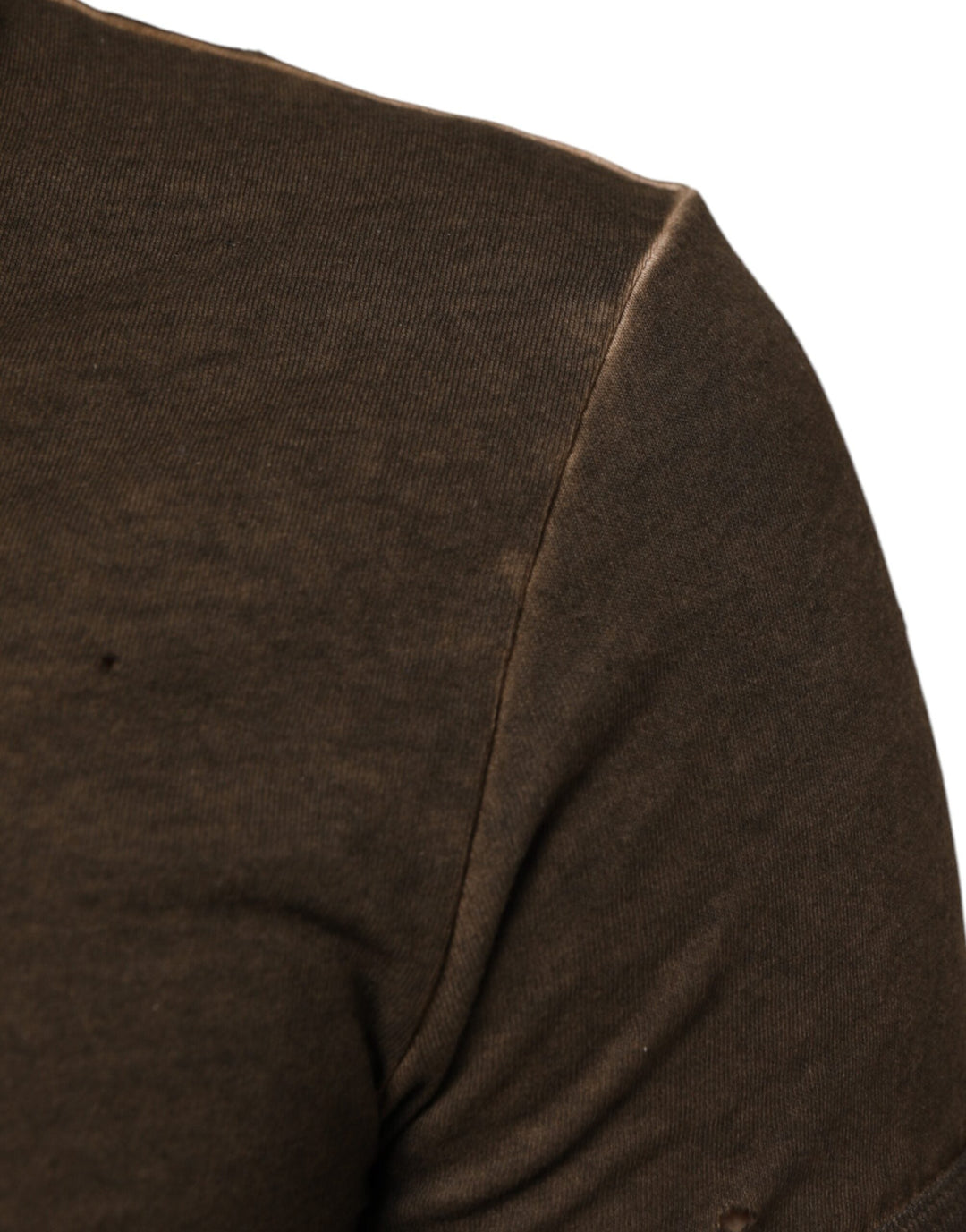 Dolce &amp; Gabbana Dark Brown Cotton Tattered Logo Men T-shirt