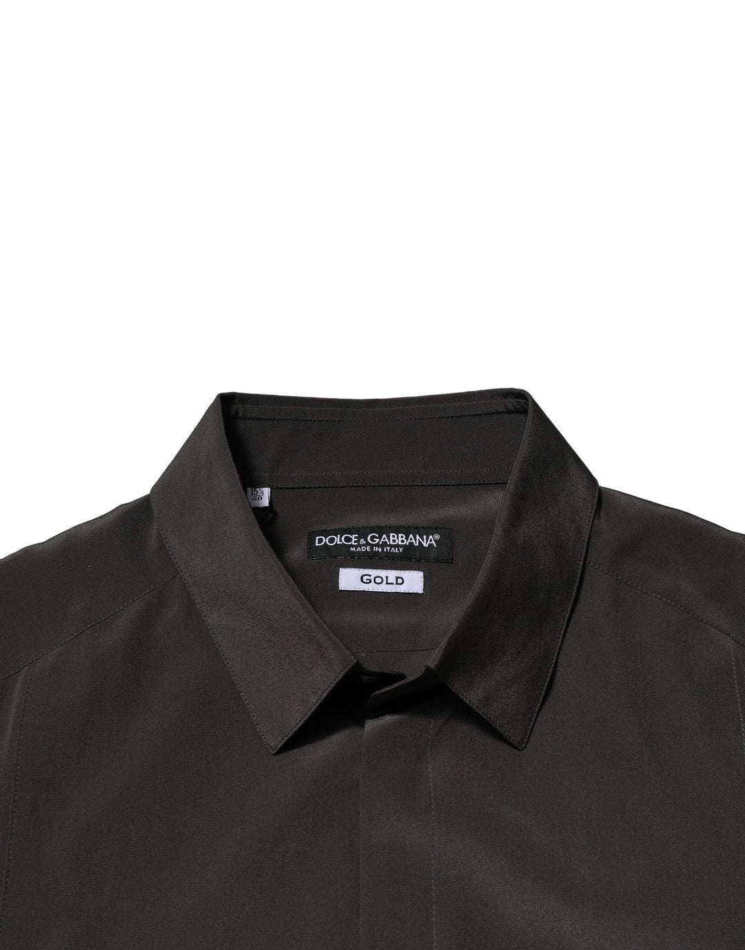 Men’s Dolce &amp; Gabbana Dark Brown Silk Gold Men Dress Formal Shirt