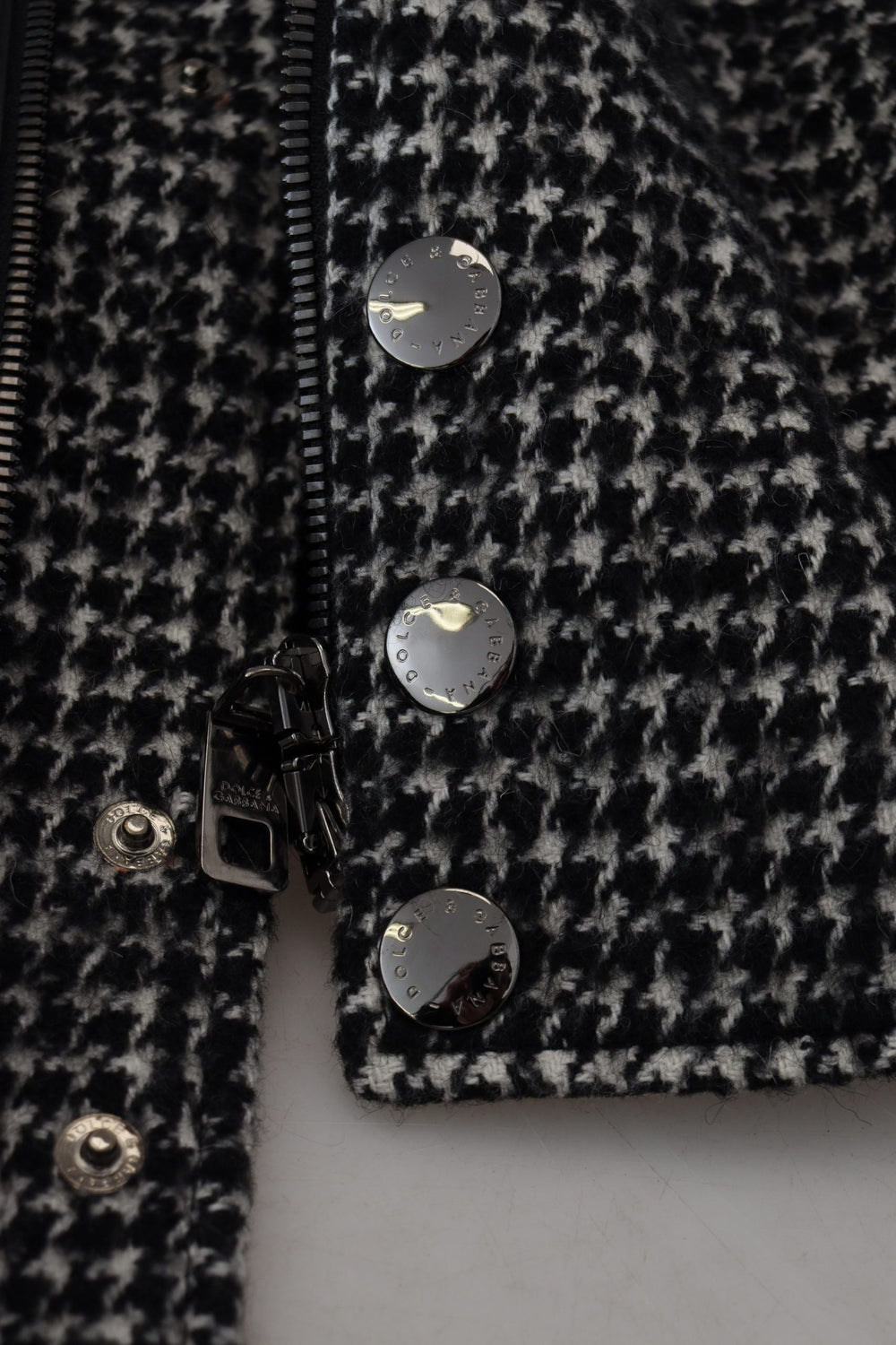 Men’s Dolce & Gabbana Dark Gray Houndstooth Polyester Bomber Jacket