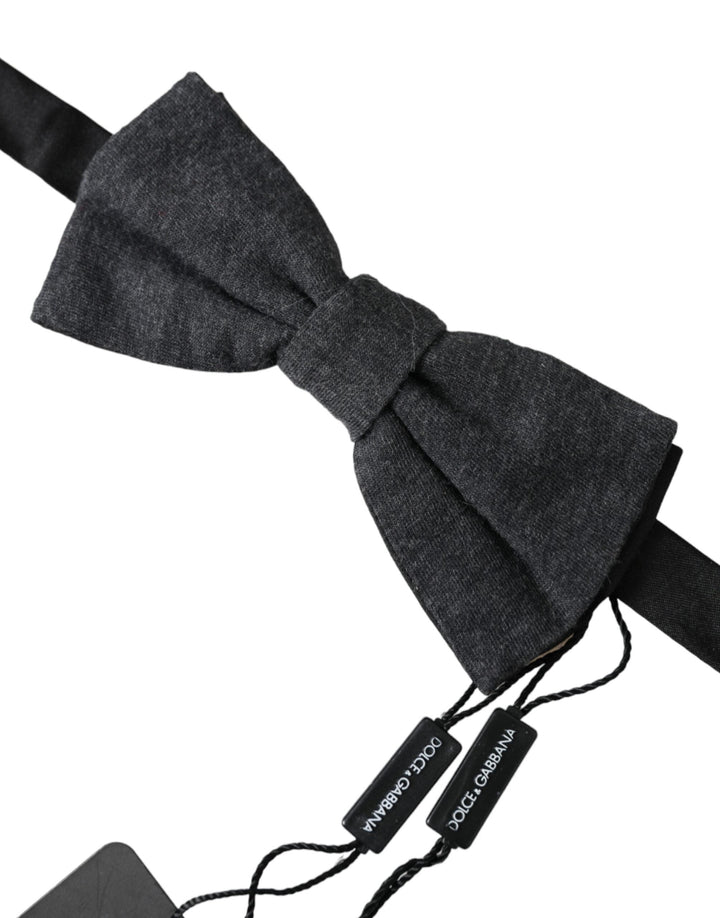 Men’s Dolce &amp; Gabbana Dark Gray Silk Adjustable Neck Men Bow Tie