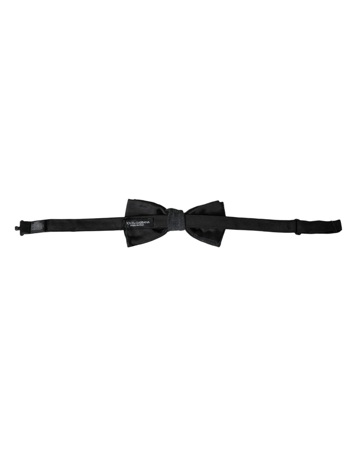Men’s Dolce &amp; Gabbana Dark Gray Silk Adjustable Neck Men Bow Tie