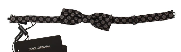 Men’s Dolce &amp; Gabbana Dark Gray Silk Polka Dot Jacquard Men Bow Tie Papillon