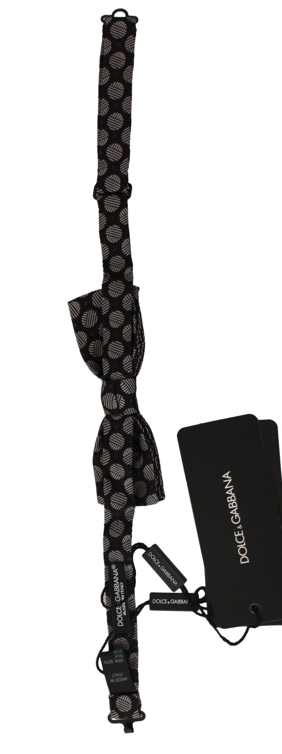 Men’s Dolce & Gabbana Dark Gray Silk Polka Dot Jacquard Men Bow Tie Papillon