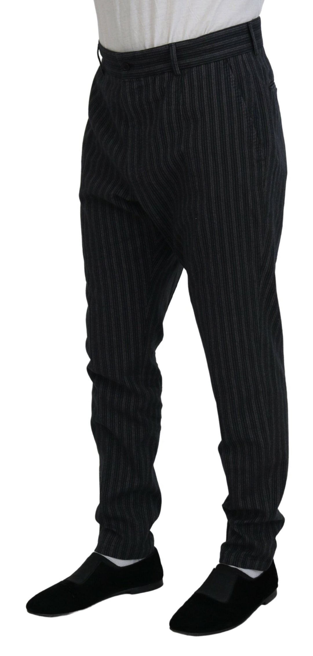 Men’s Dolce &amp; Gabbana Dark Gray Stripes Chino Dress Pants
