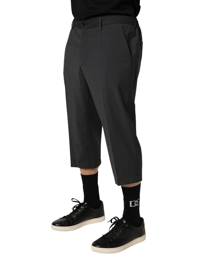 Men’s Dolce &amp; Gabbana Dark Gray Wool Cropped Chino Trouser Pants