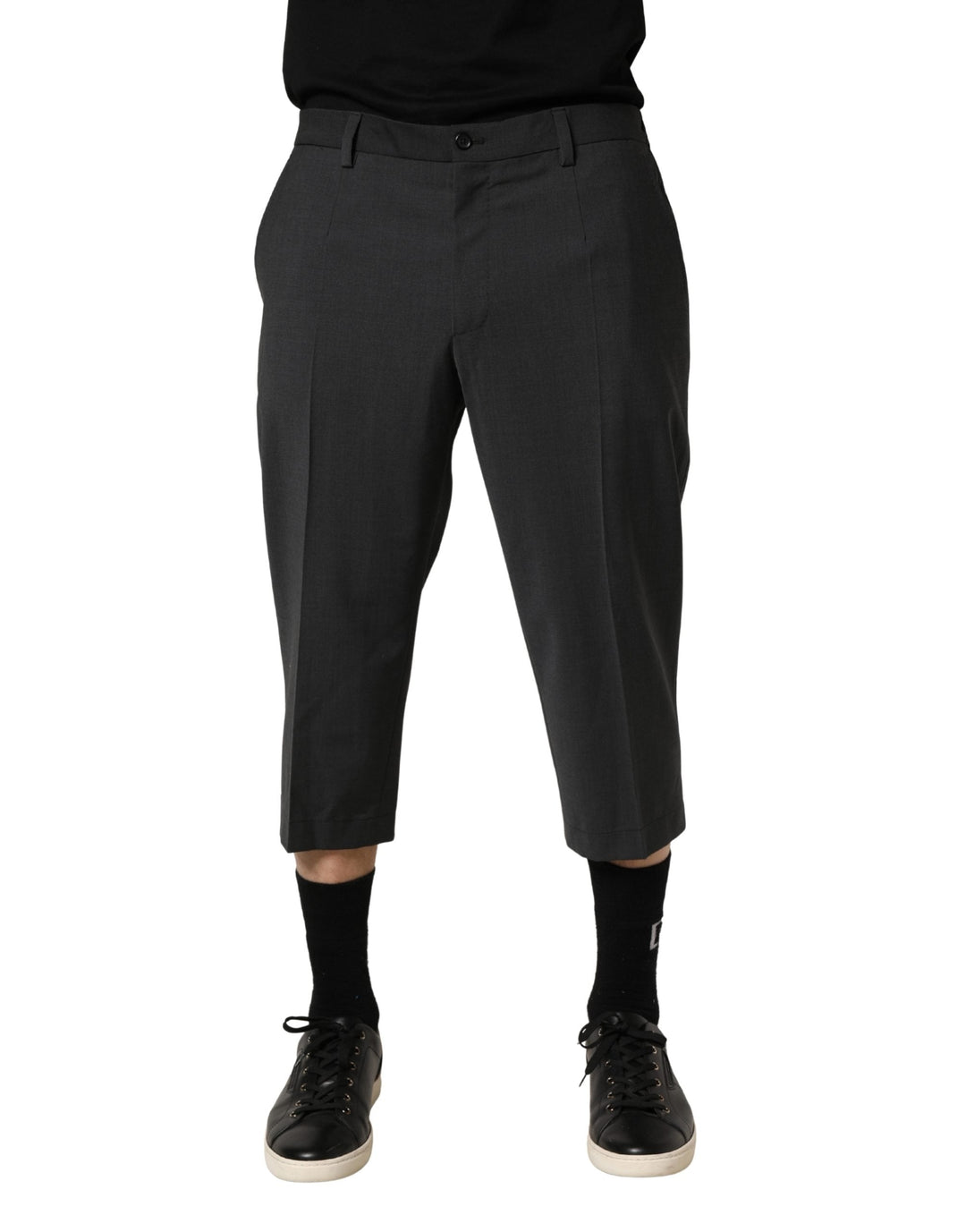 Men’s Dolce &amp; Gabbana Dark Gray Wool Cropped Chino Trouser Pants