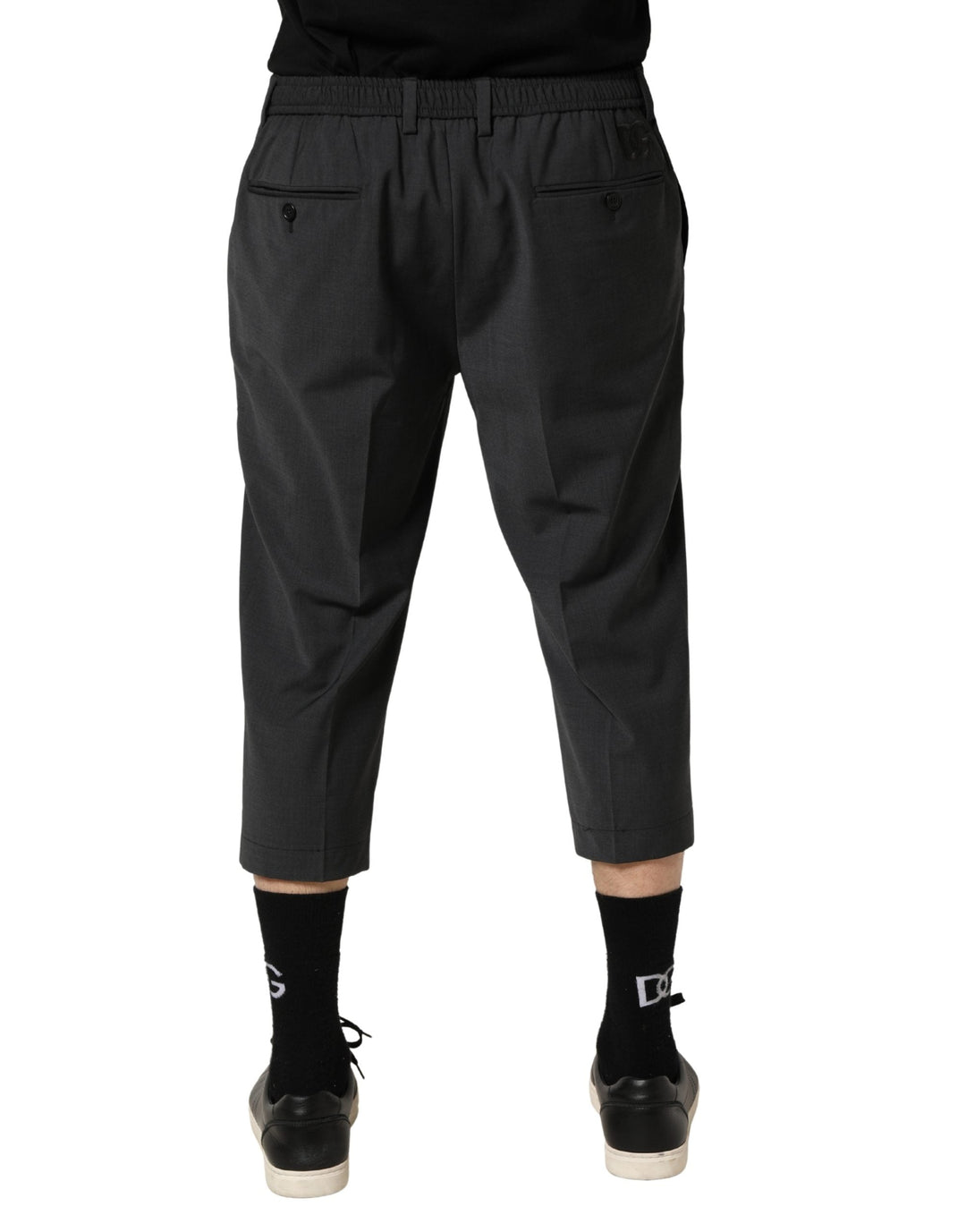 Men’s Dolce &amp; Gabbana Dark Gray Wool Cropped Chino Trouser Pants