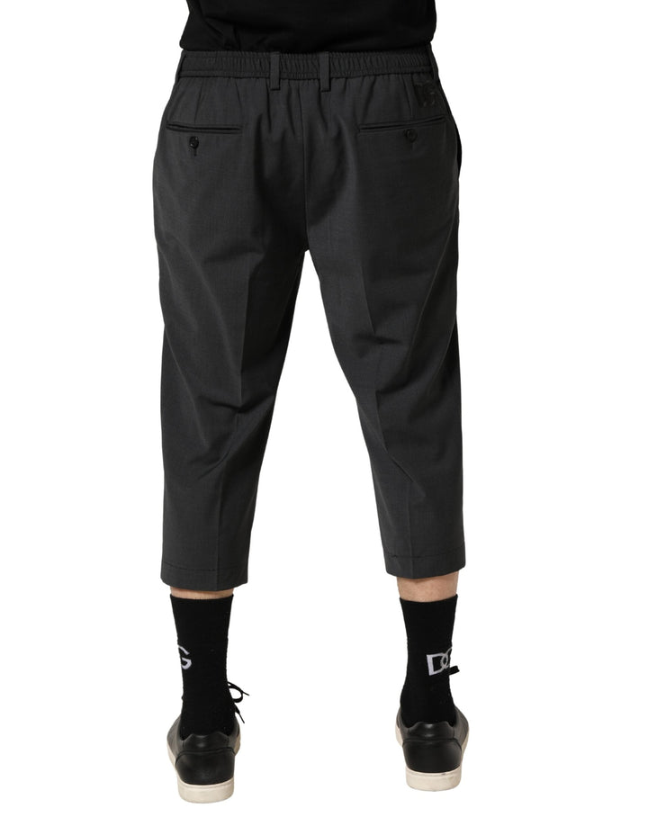 Men’s Dolce &amp; Gabbana Dark Gray Wool Cropped Chino Trouser Pants