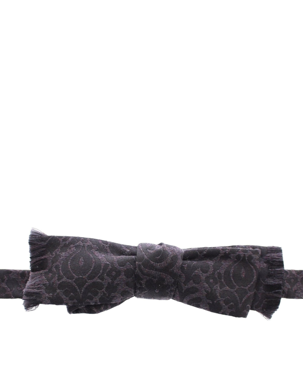 Men’s Dolce & Gabbana Dark Gray Wool Silk Brand Baroque Paisley Bow Tie Men