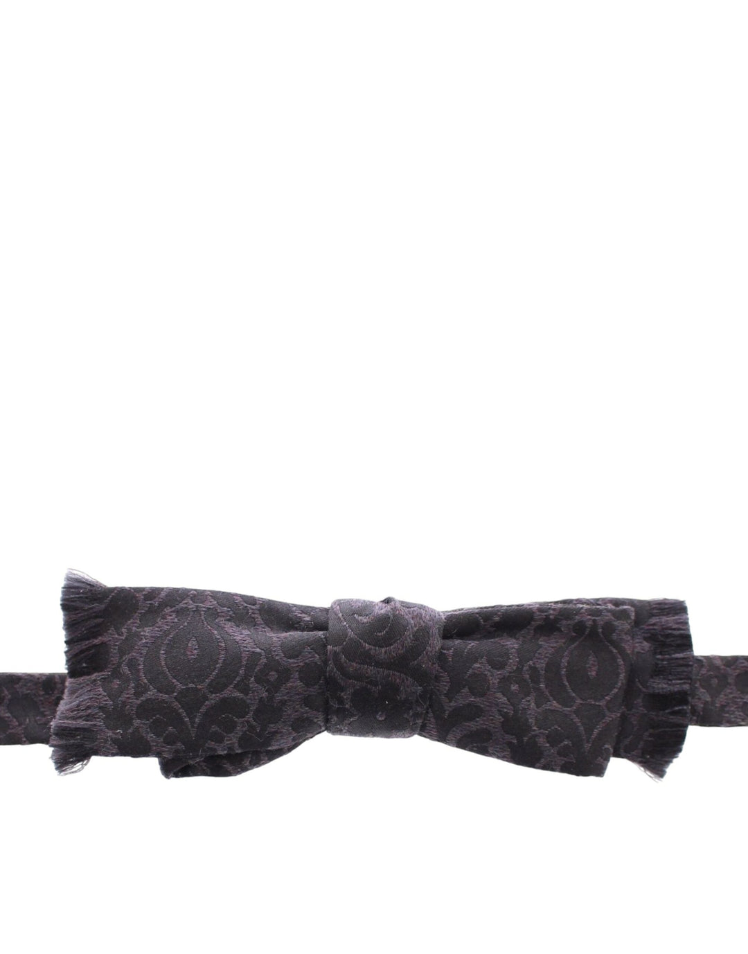 Men’s Dolce & Gabbana Dark Gray Wool Silk Brand Baroque Paisley Bow Tie Men