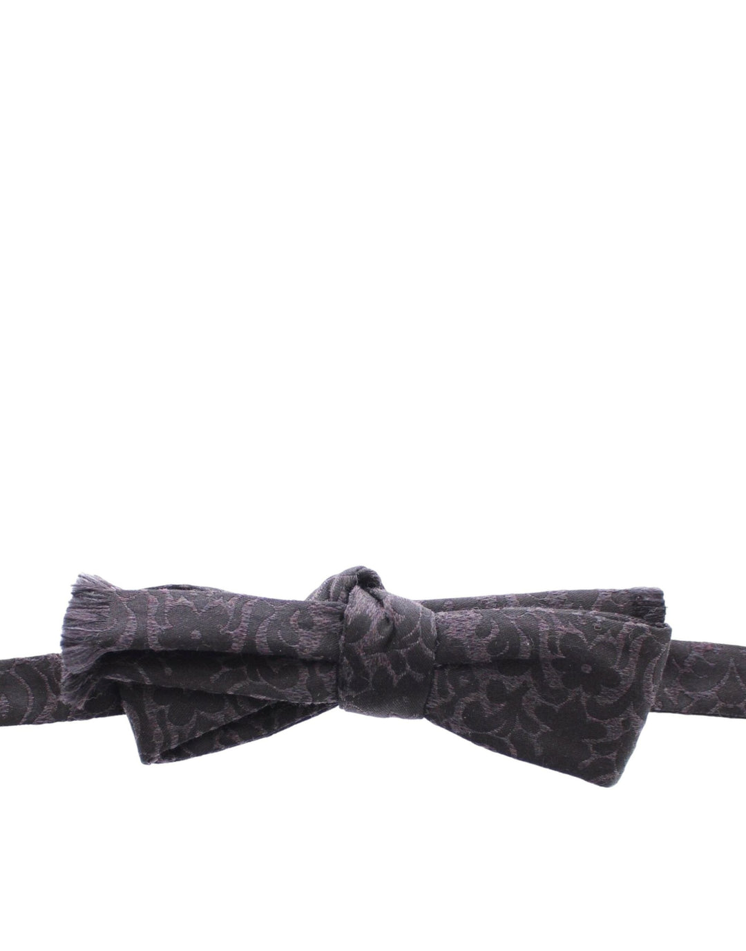 Men’s Dolce &amp; Gabbana Dark Gray Wool Silk Brand Baroque Paisley Bow Tie Men