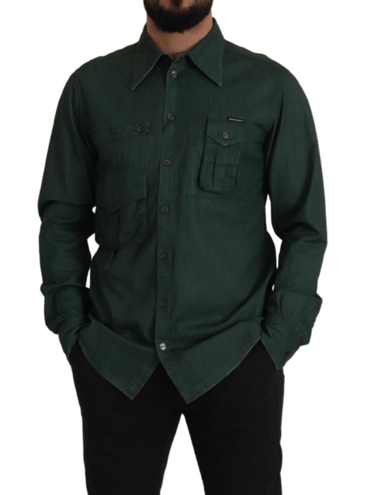 Men’s Dolce &amp; Gabbana Dark Green Button Down Long Sleeves Shirt