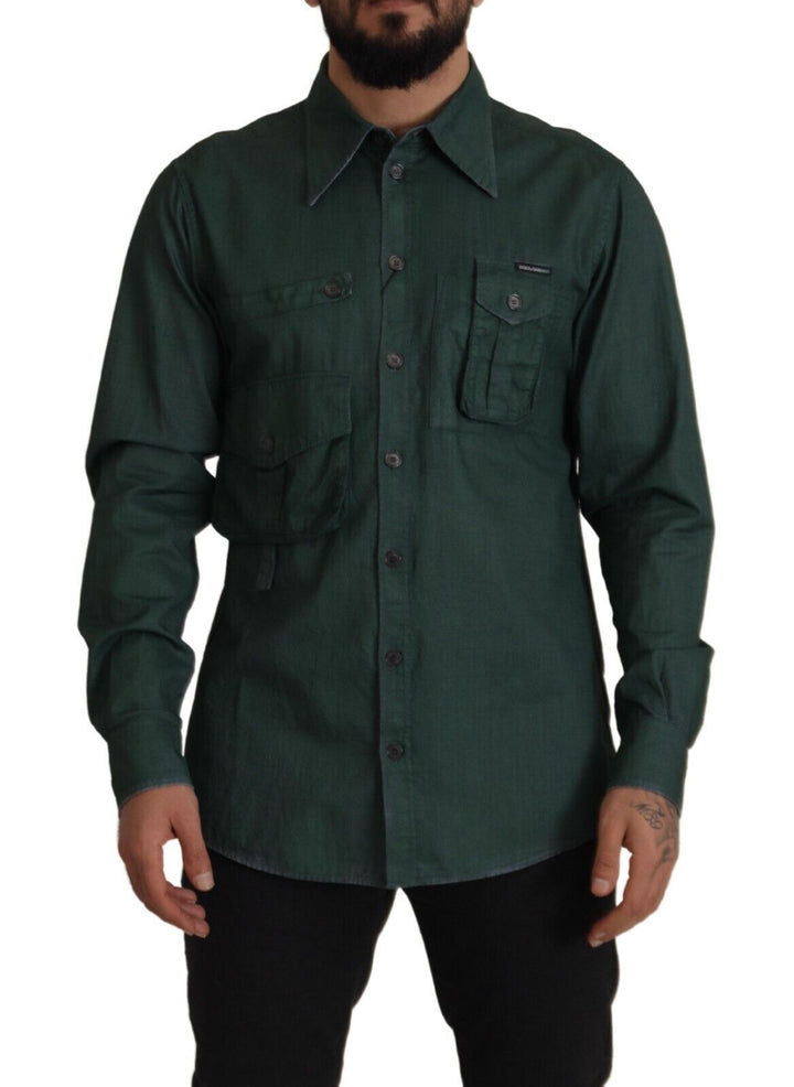 Men’s Dolce &amp; Gabbana Dark Green Button Down Long Sleeves Shirt