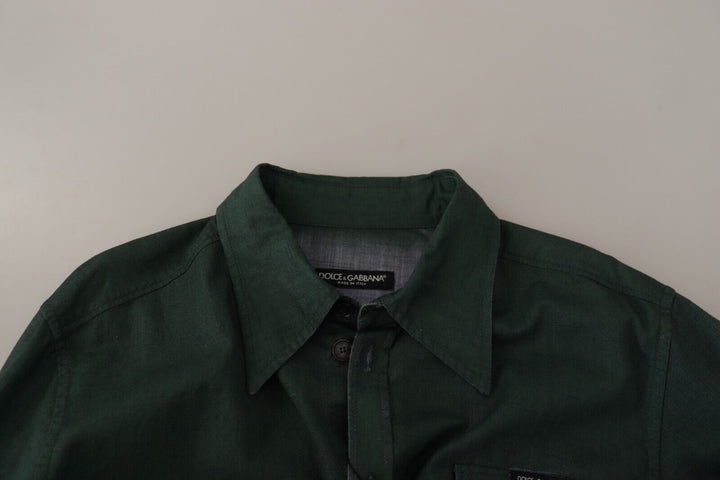 Dolce &amp; Gabbana Dark Green Button Down Long Sleeves Shirt