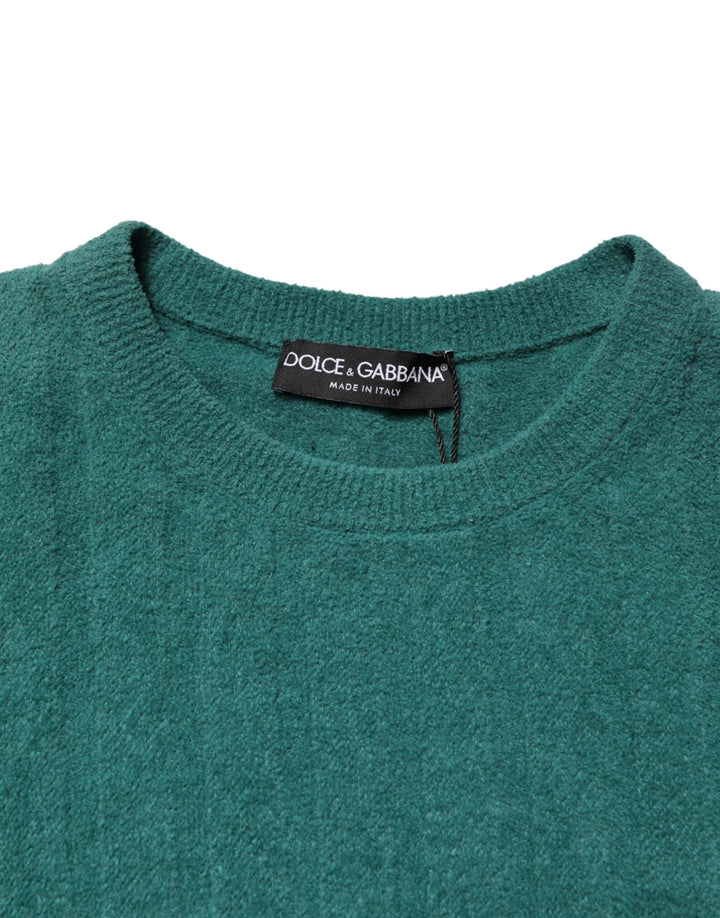 Dolce &amp; Gabbana Dark Green Cotton Blend Men Crew Neck T-shirt