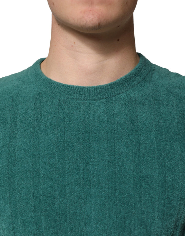 Dolce &amp; Gabbana Dark Green Cotton Blend Men Crew Neck T-shirt