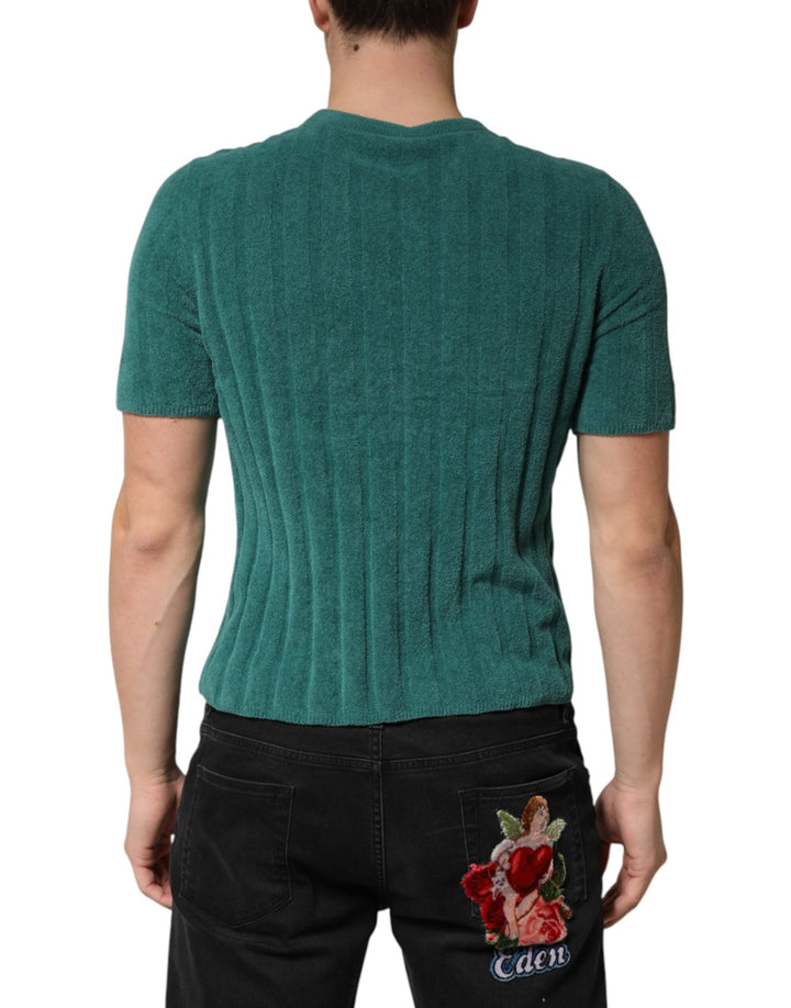 Dolce &amp; Gabbana Dark Green Cotton Blend Men Crew Neck T-shirt