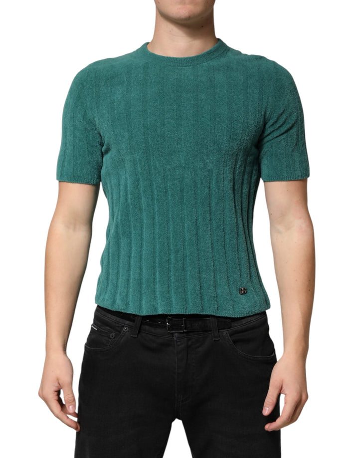 Dolce &amp; Gabbana Dark Green Cotton Blend Men Crew Neck T-shirt