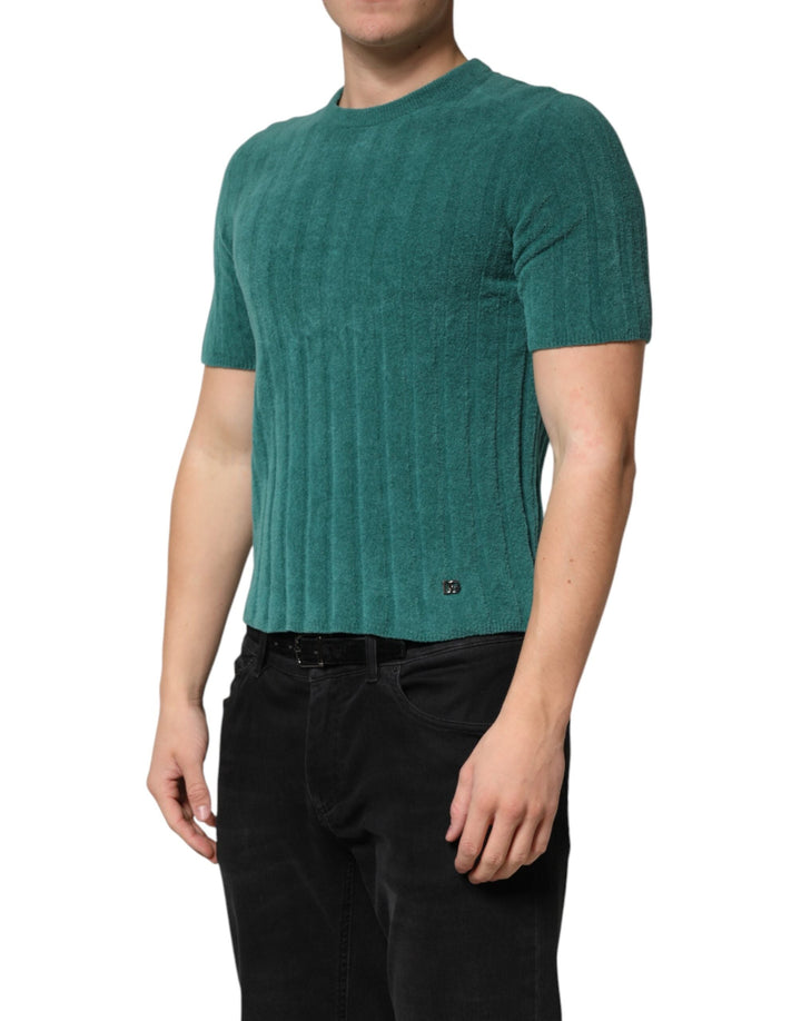 Dolce &amp; Gabbana Dark Green Cotton Blend Men Crew Neck T-shirt