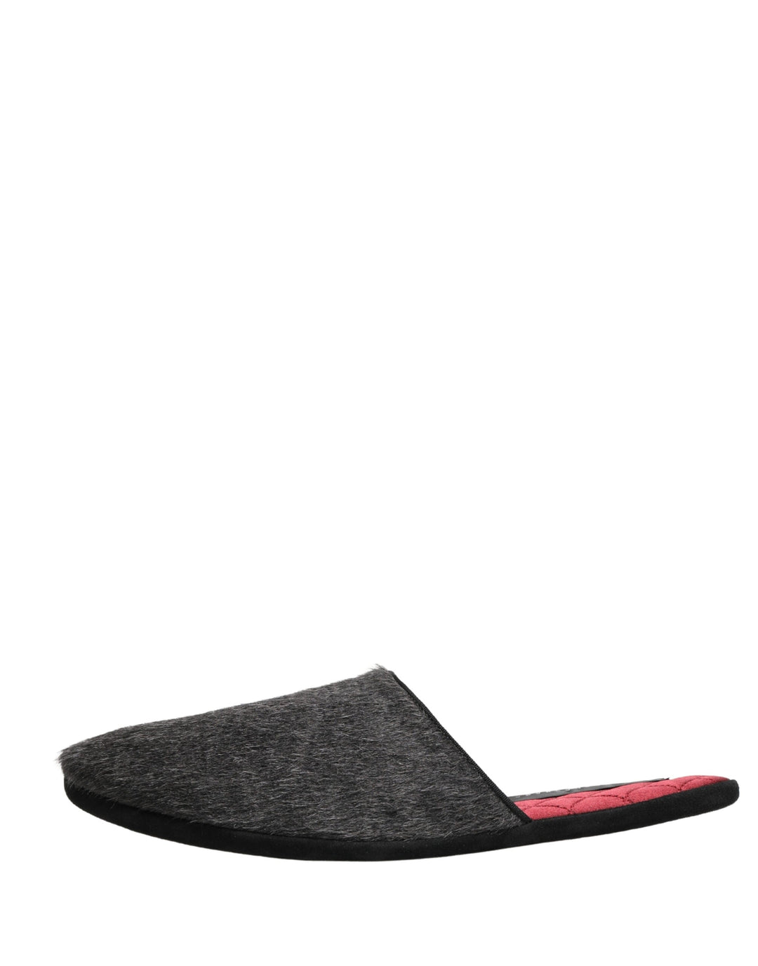 Men’s Dolce &amp; Gabbana Dark Grey Charcoal Wool Red Slippers Shoes