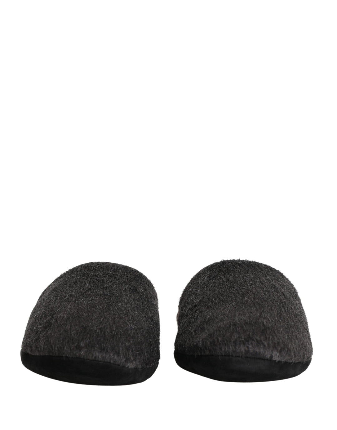 Men’s Dolce & Gabbana Dark Grey Charcoal Wool Red Slippers Shoes