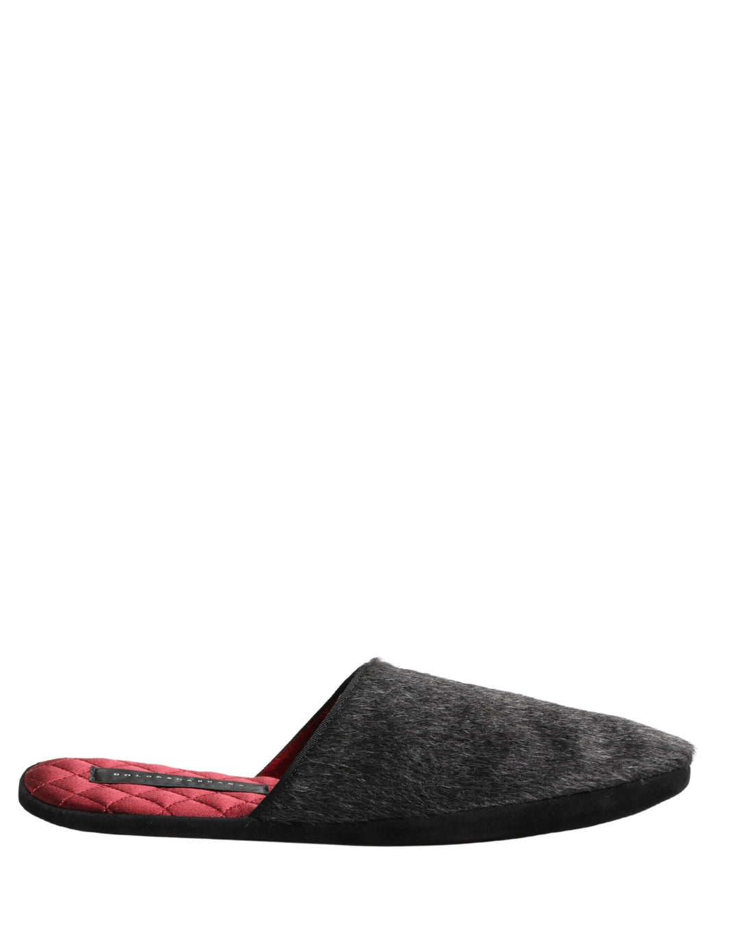 Men’s Dolce &amp; Gabbana Dark Grey Charcoal Wool Red Slippers Shoes