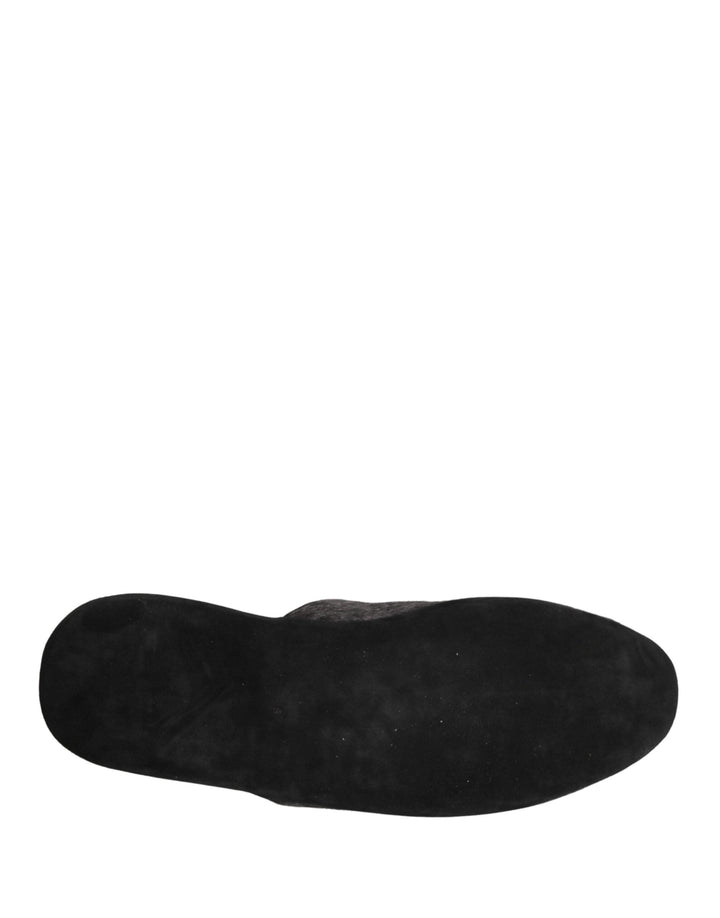 Men’s Dolce &amp; Gabbana Dark Grey Charcoal Wool Red Slippers Shoes