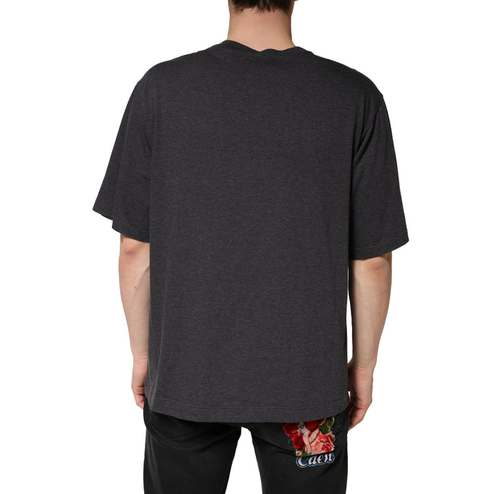 Dolce &amp; Gabbana Dark Grey Cotton Crewneck Short Sleeve