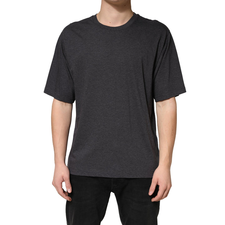 Dolce &amp; Gabbana Dark Grey Cotton Crewneck Short Sleeve