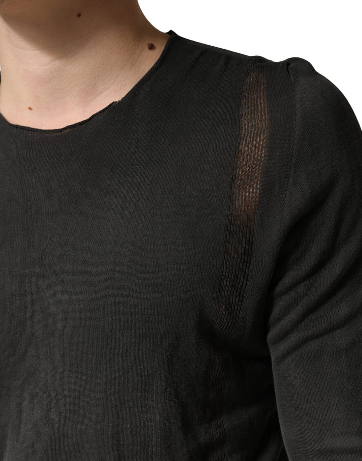 Dolce &amp; Gabbana Dark Grey Cotton Crewneck Short Sleeve