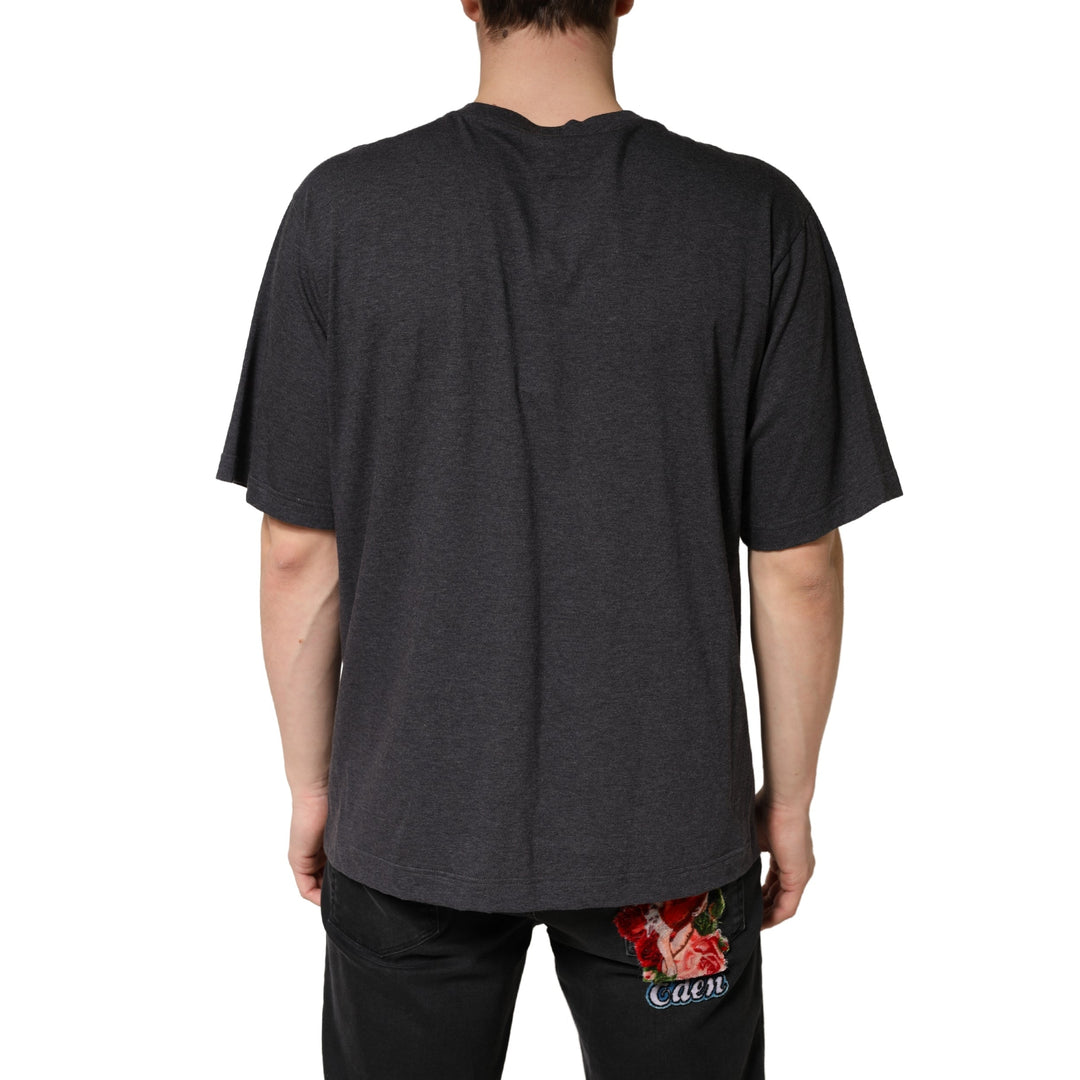 Dolce &amp; Gabbana Dark Grey Cotton Crewneck Short Sleeve