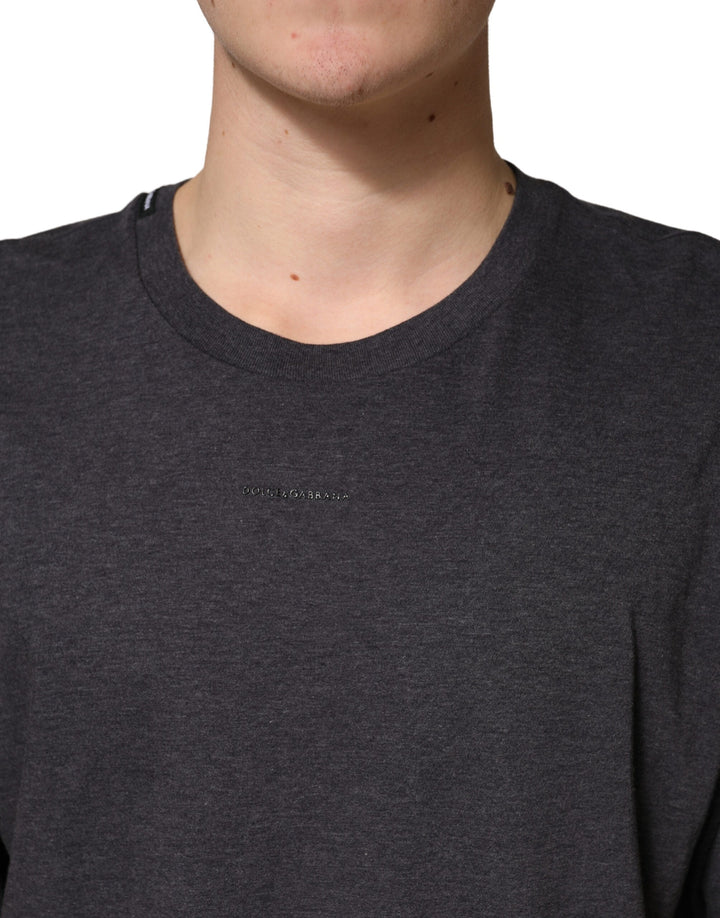 Dolce &amp; Gabbana Dark Grey Cotton Crewneck Short Sleeve